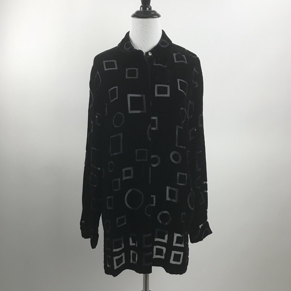Coldwater Creek Women's Sz S Black Button Up Shirt